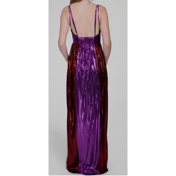 Sabina Musayev Women's Red Purple Kaia Two-Tone Foil Maxi Dress XL - Picture 2 of 16